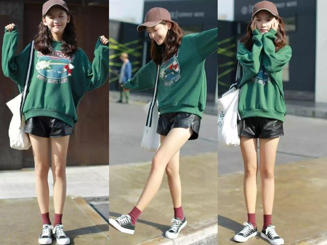 墨绿色的卫衣配裤子,搭配对了就很美!_凤凰时