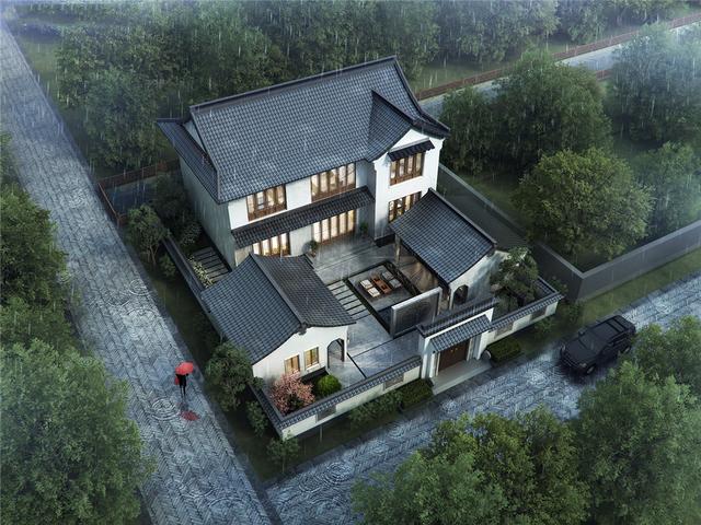 浙江小伙自建最美三合院,影壁林立,堪称最美别墅