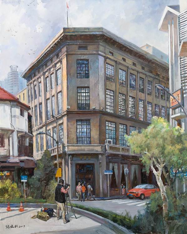 在外滩看油画家笔下的上海老建筑，久事美术馆展建筑风景油画