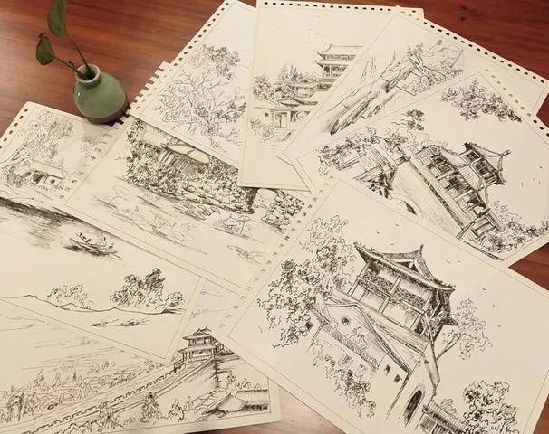 一组钢笔画刷爆朋友圈这样的保定你见过吗