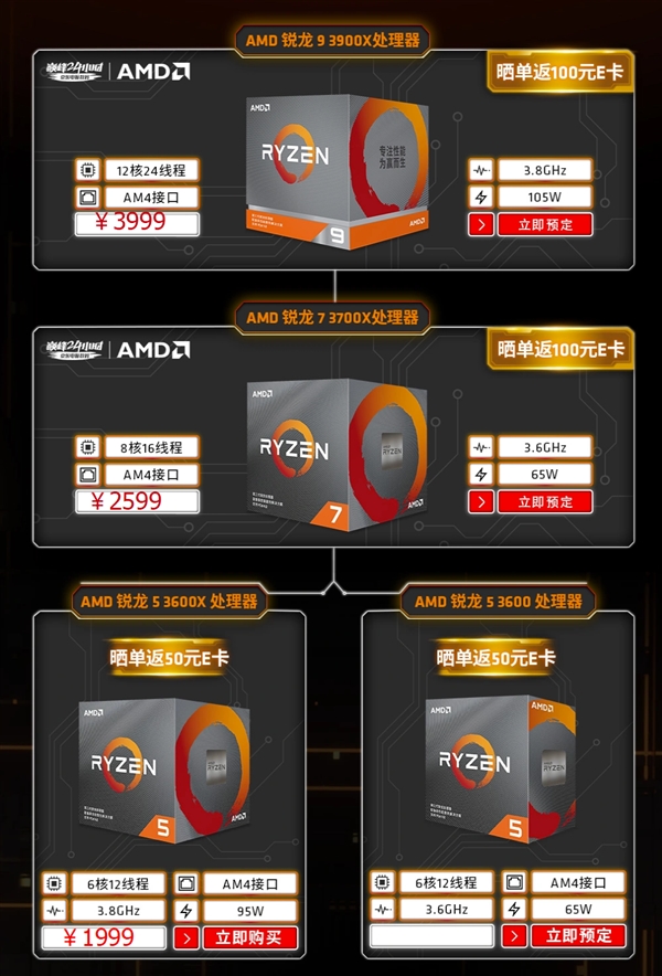 AMD三代锐龙全线开卖！性价无敌 还送大礼