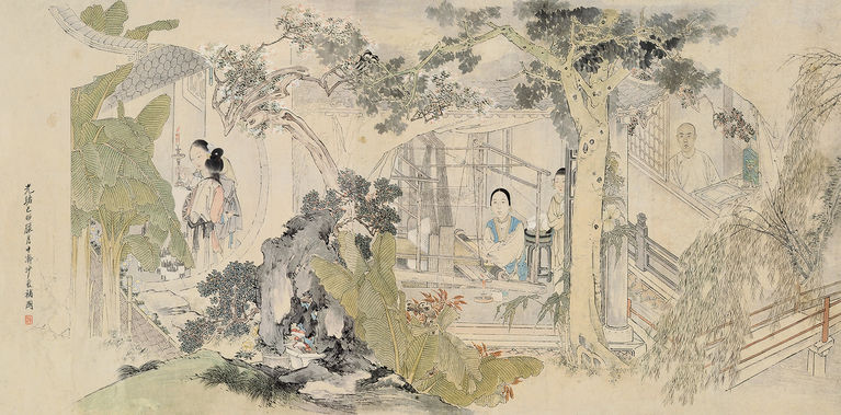 清 佚名 沙馥补景 机声夜客图 134.6cm65.8cm 南京博物院藏
