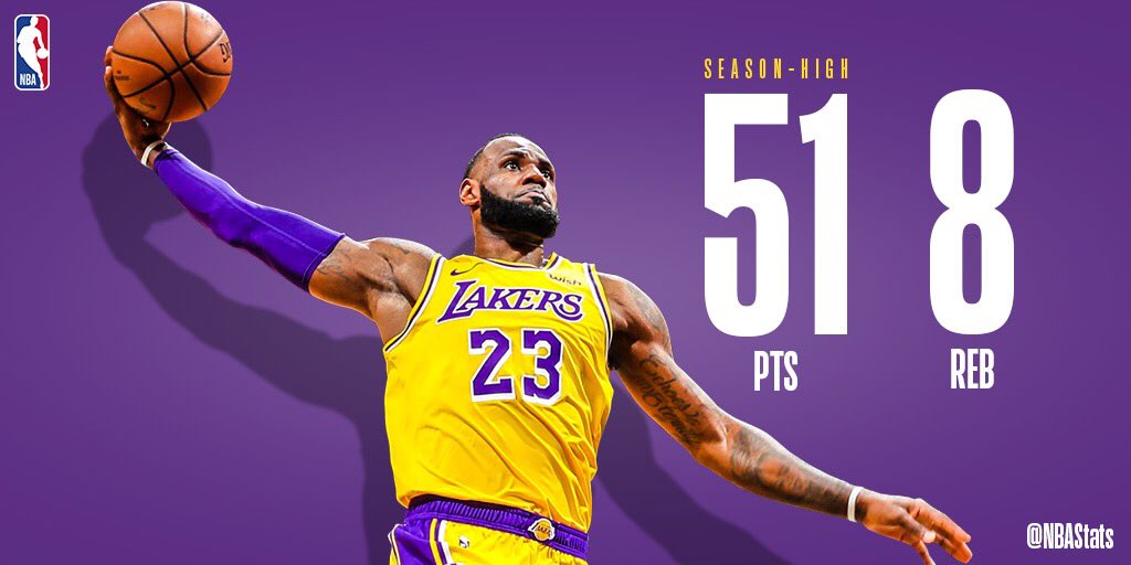 NBA官方评选今日最佳数据：詹姆斯爆砍51分8篮板当选