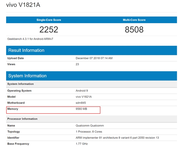 vivo NEX双屏版现身GeekBench：10G内存/屏幕指纹