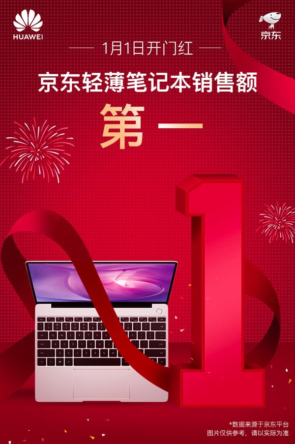 华为MateBook 13笔记本元旦迎开门红！天猫、京东双料第一