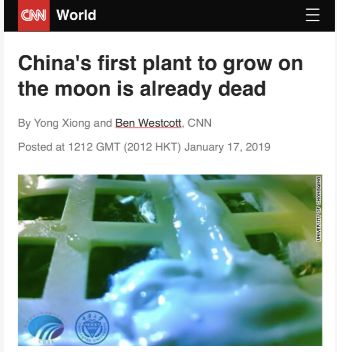 月球上第一株植物死亡悬疑