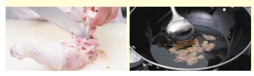 腰果爆鸡丁,鸡胸肉250克,熟腰果50克,豌豆粒25克,鸡蛋清1个