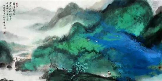 爱,泼墨重彩山水画