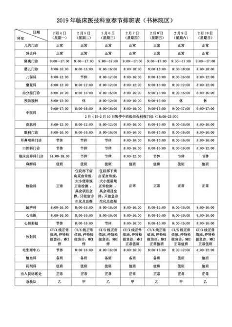 【服务指南】春节期间昆明各大医院门诊时间安排表出炉