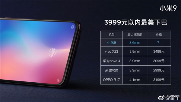 小米9最美下巴揭秘：2899元起步？