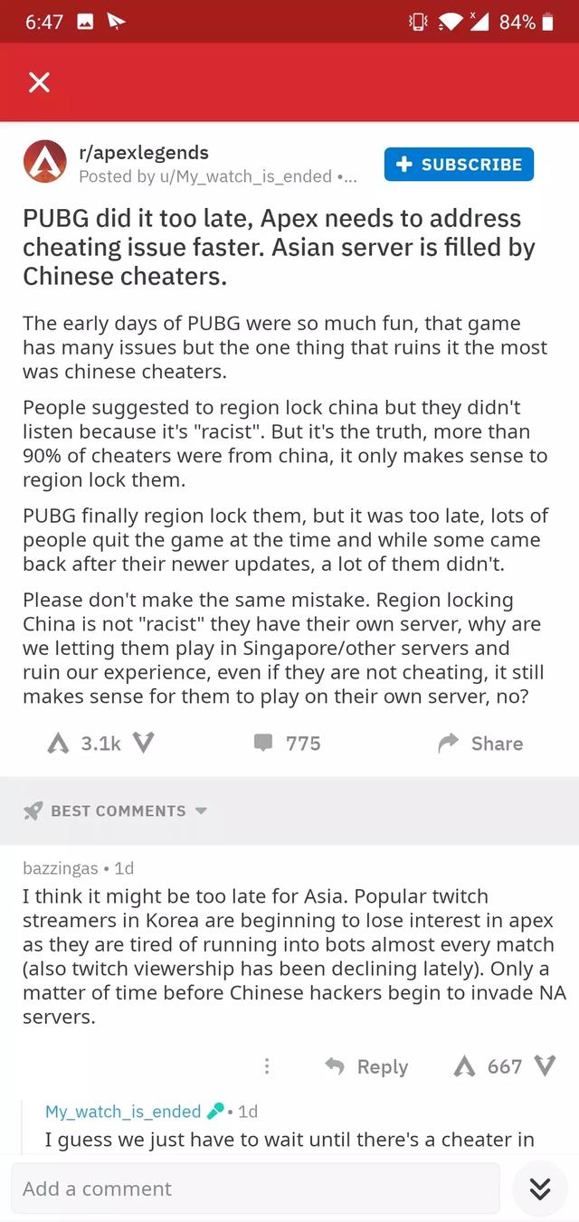 《Apex 英雄》外挂泛滥,国外玩家呼吁封锁中国区玩家