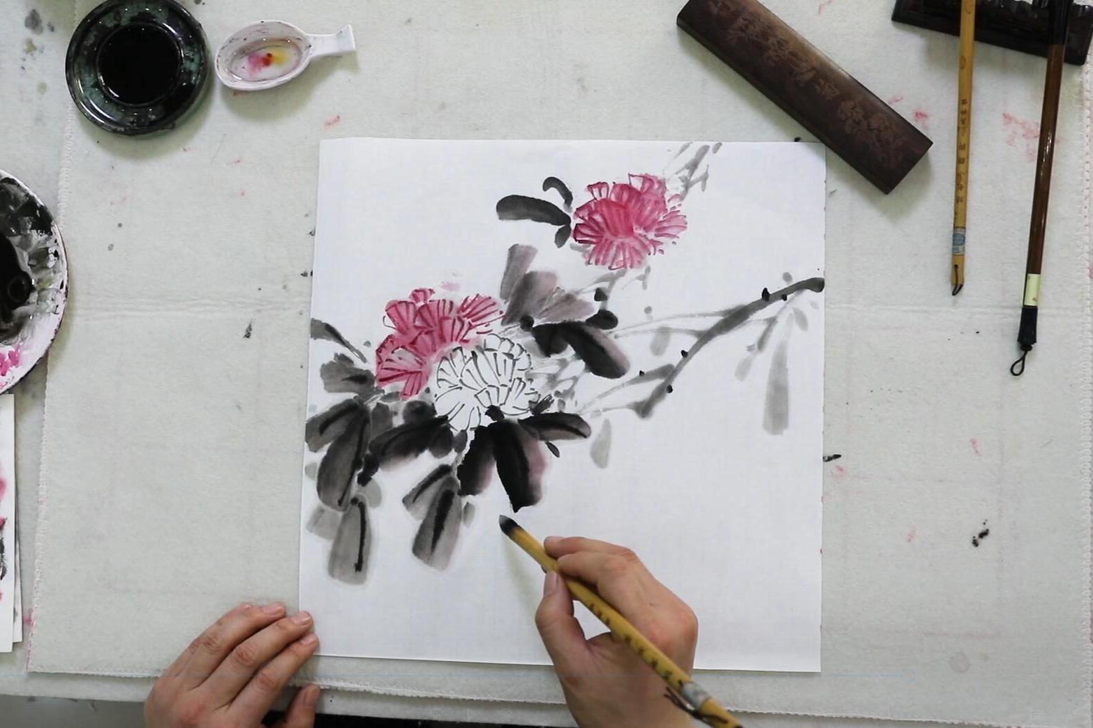 水墨芙蓉画法,中国画绘画艺术欣赏,初级国画教程