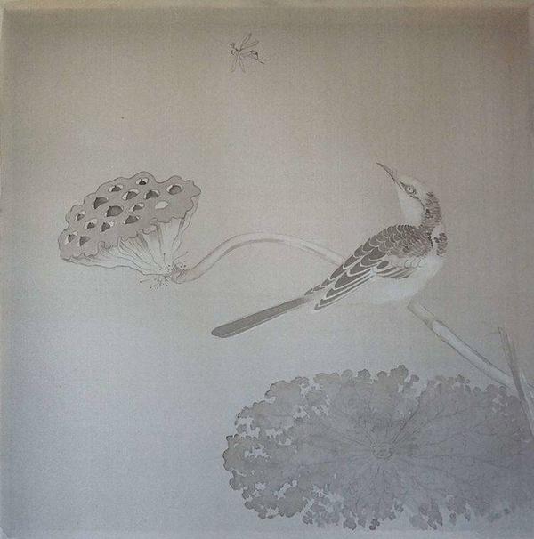 故宫博物院宋朝绢本设色画《疏荷沙鸟图》的画法步骤