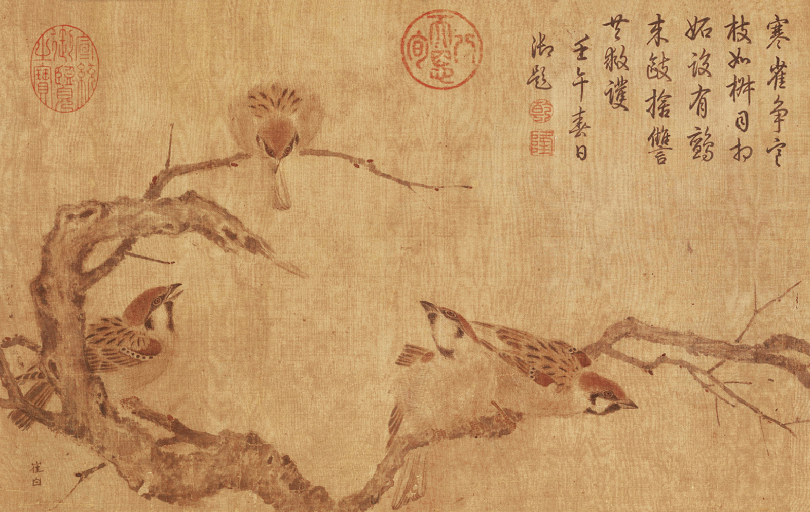 宋 崔白 寒雀图卷 局部