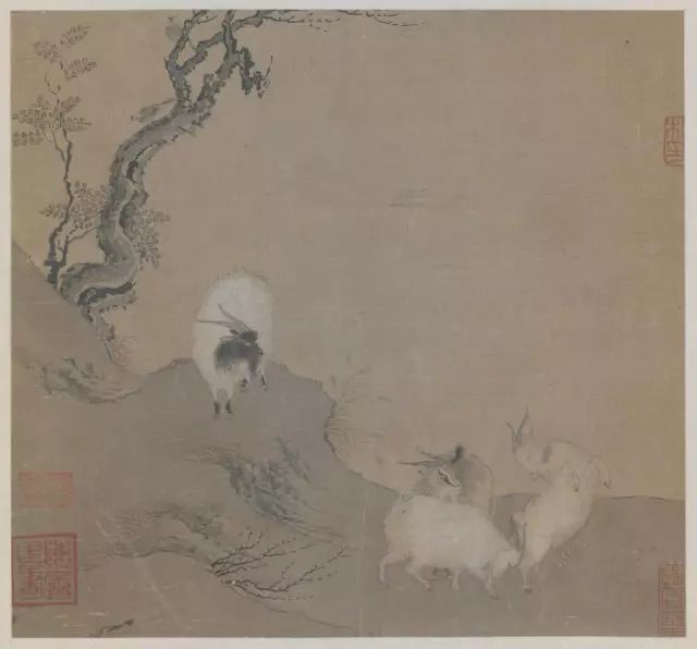 南宋 陈居中 四羊图册页绢本淡设色 22.5×24厘米 北京故宫博物院藏