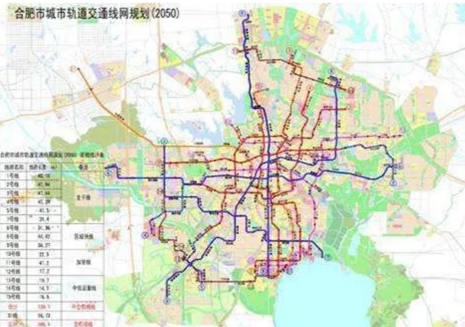 肥西规划建设地铁包括:3号线,4号线,9号线,14号线,15号线.