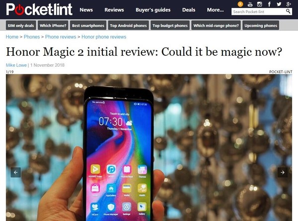荣耀Magic2获海外顶级科技媒体一致好评