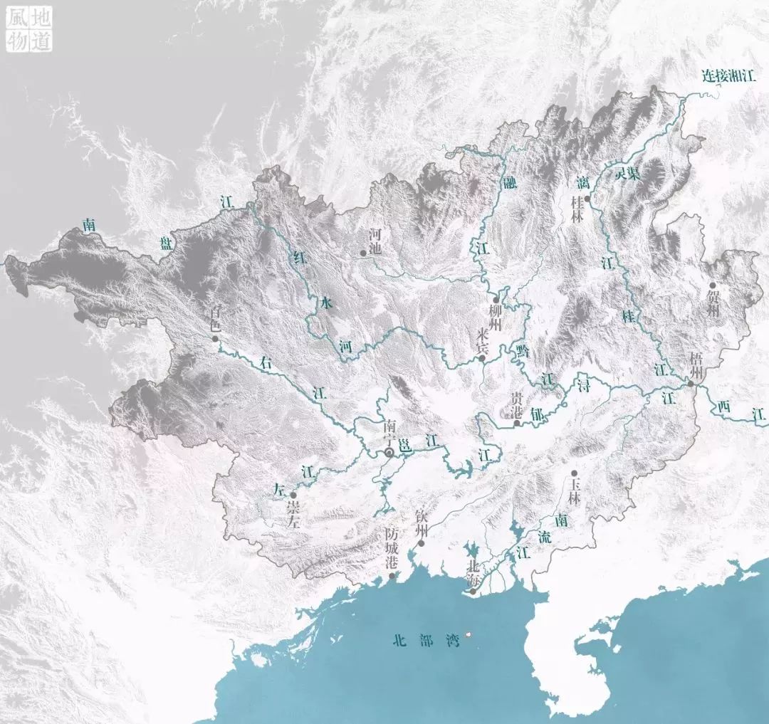 广西水系示意图.绘图/刘昊冰 最直接的后果就是广西被边缘化了.