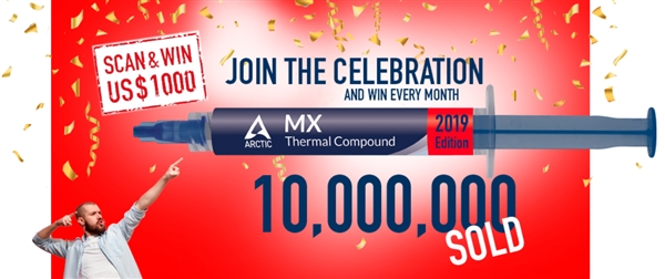 Arctic MX系列硅脂销量破千万：抽奖送1.2万美元