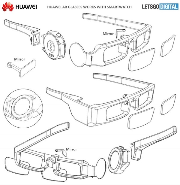 华为眼镜架专利曝光 配合智能手表秒变AR眼镜