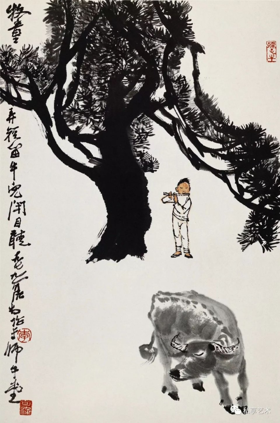 国画大师李可染画牛丨私享