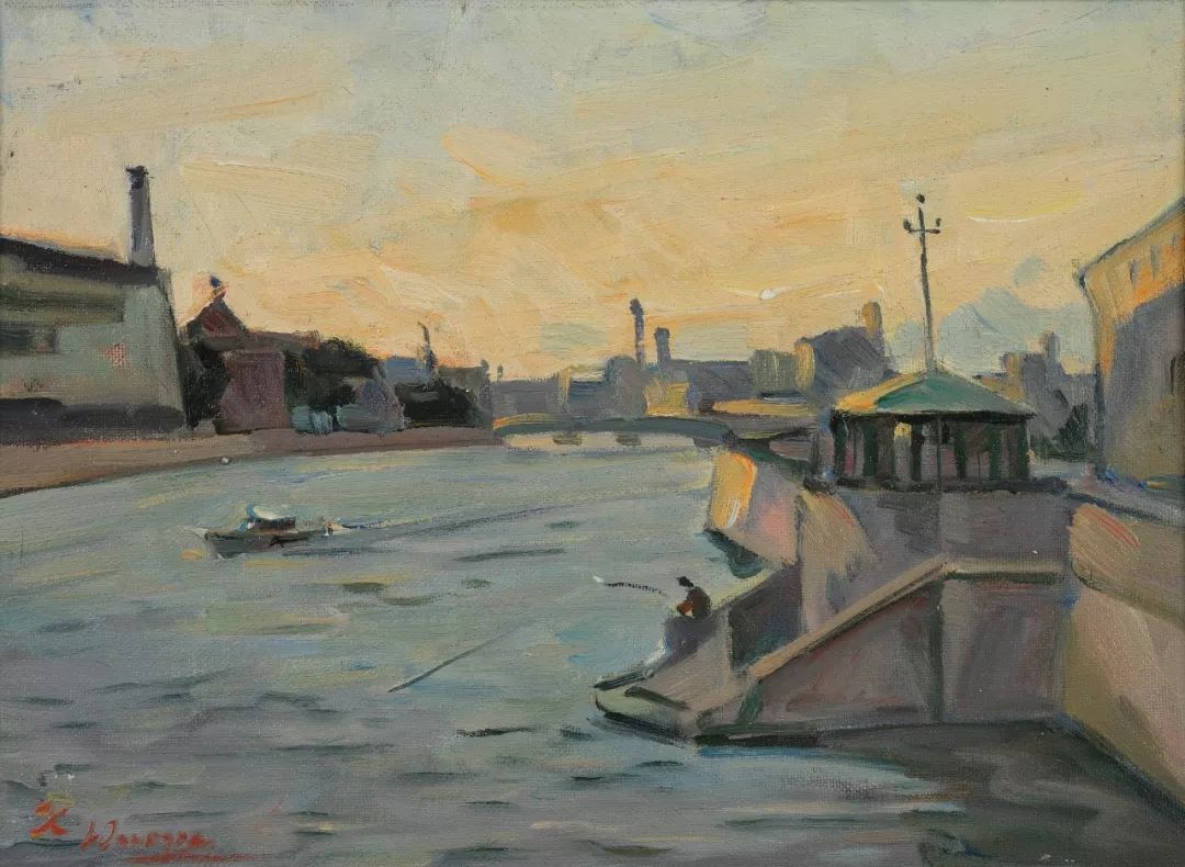 《黄昏的涅瓦河》30x40cm 布面油画