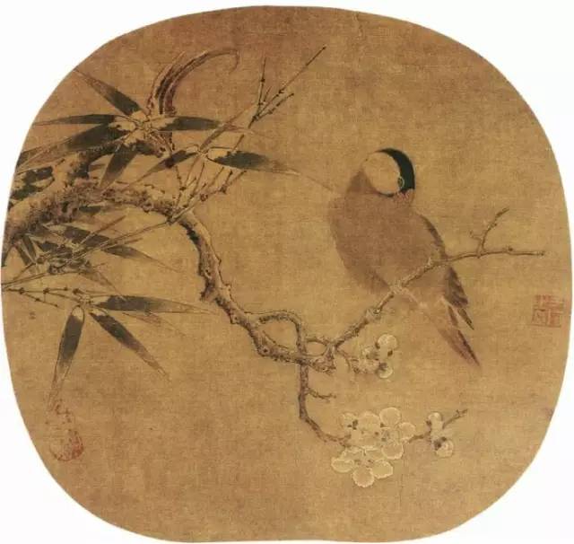 《梅竹寒禽图》