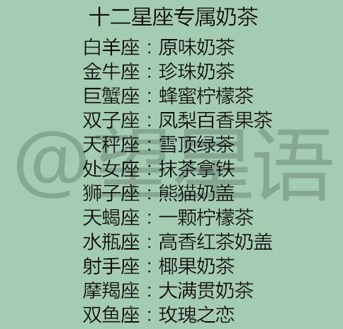 十二星座的学习成绩排名,十二星座专属奶茶
