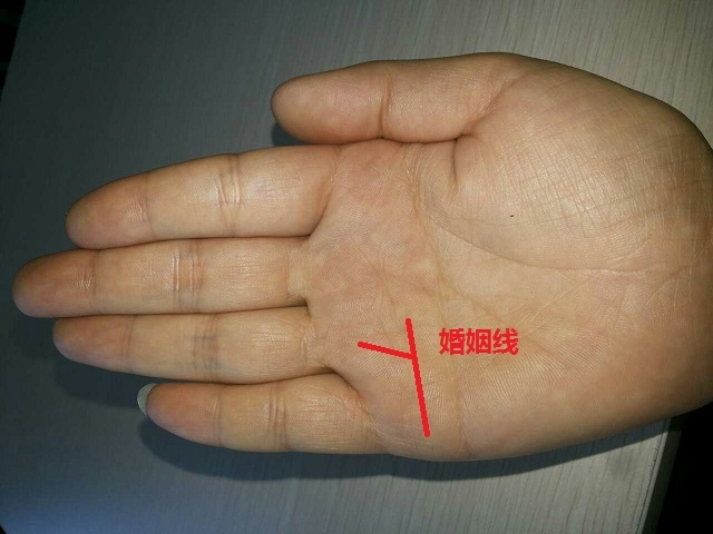 婚姻线 婚姻线 另外婚姻线向着无名指处向上延伸,同时尾端有十字纹