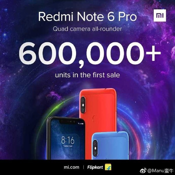 红米Note 6 Pro印度首发 一天卖60万部！