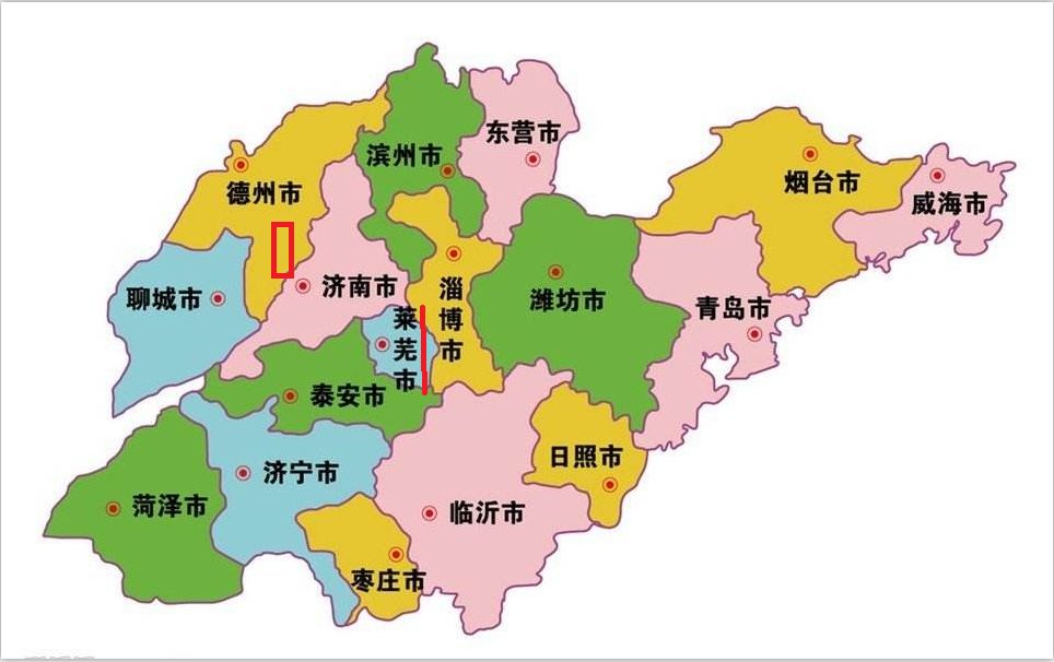 此前山东省的行政区划图.