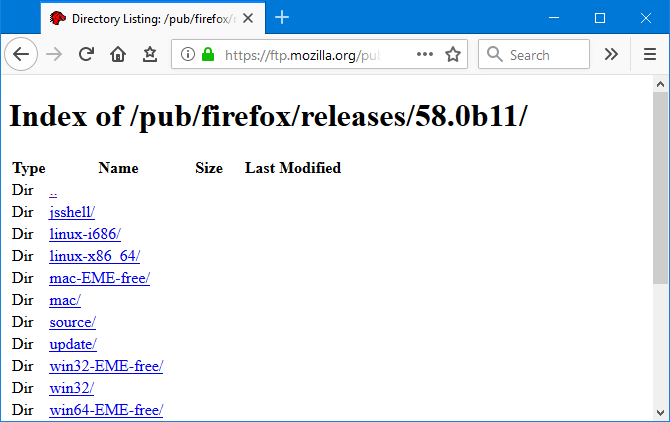 所有Firefox版本的目录