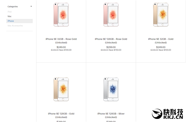 iPhone SE重新上架苹果北美官网:32GB降至249美元