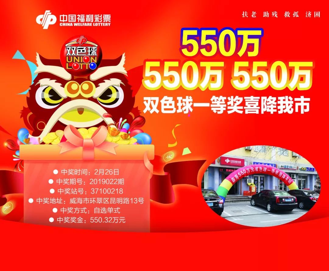 550万!双色球一等奖喜降我市