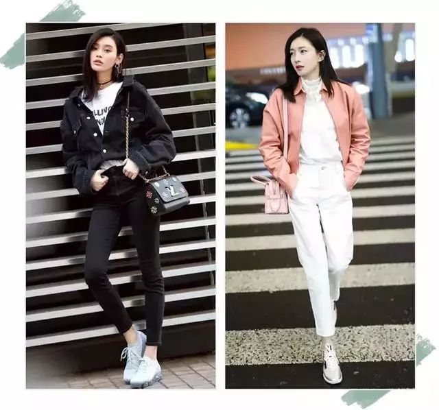 搭配小白鞋又增添了造型利落感,所以九分裤 小白鞋也是女明星的私服