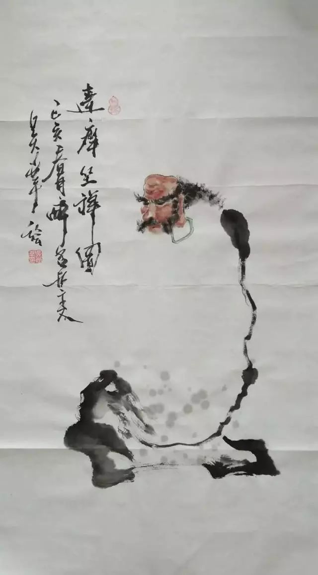 《达摩坐禅图》尺寸:50x100cm