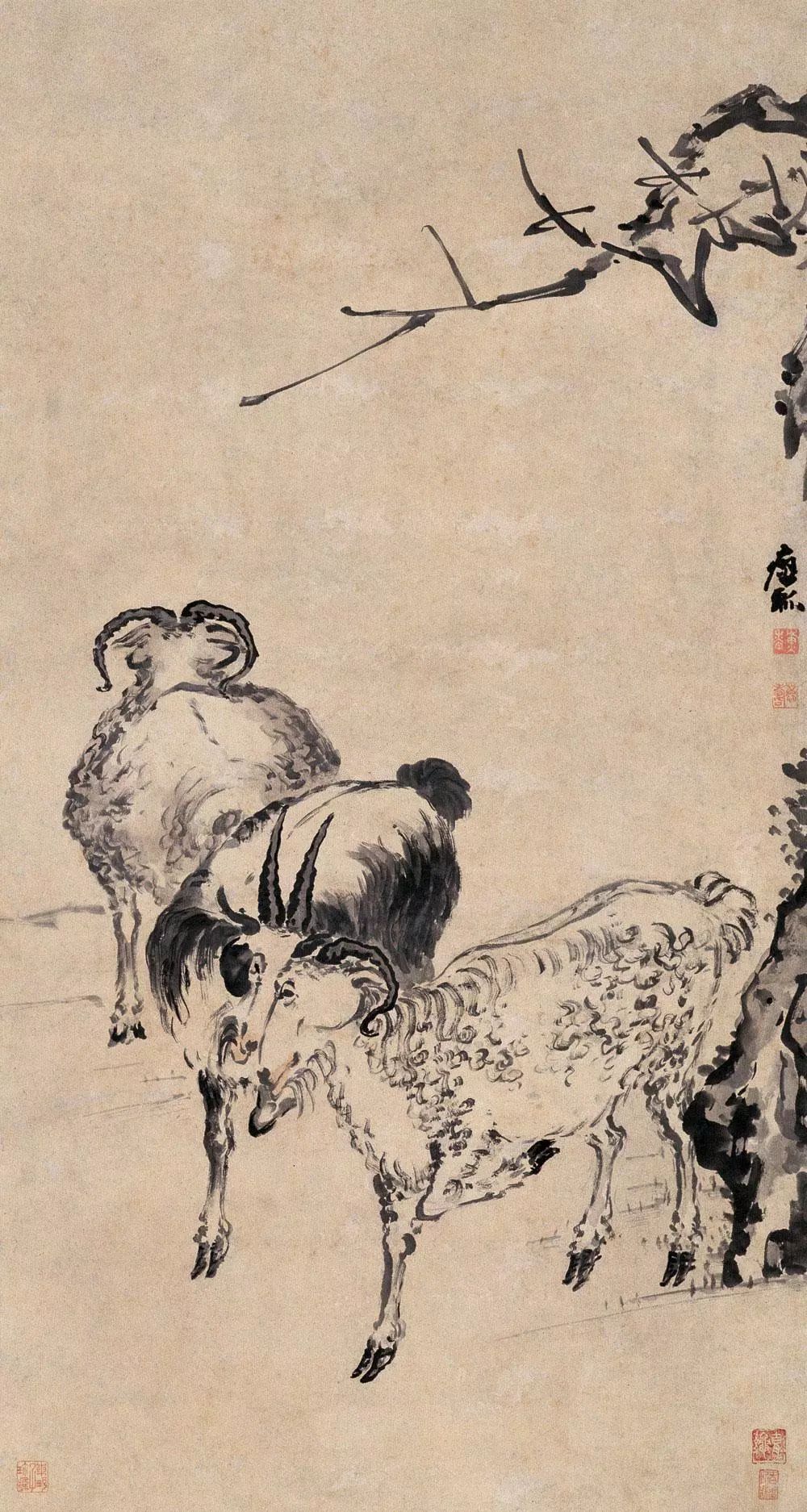 黄慎 三羊开泰
