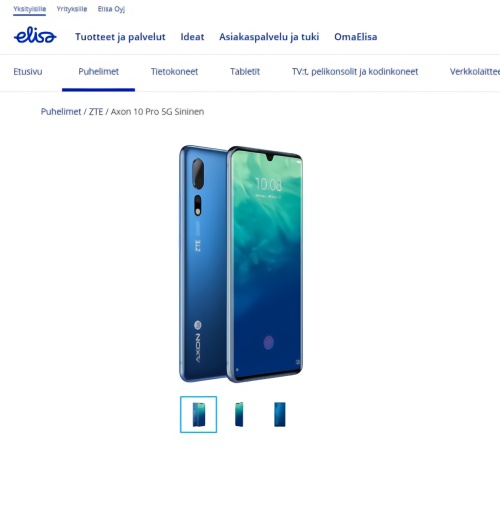 中兴在芬兰销售首款5G智能手机Axon 10 Pro 5G