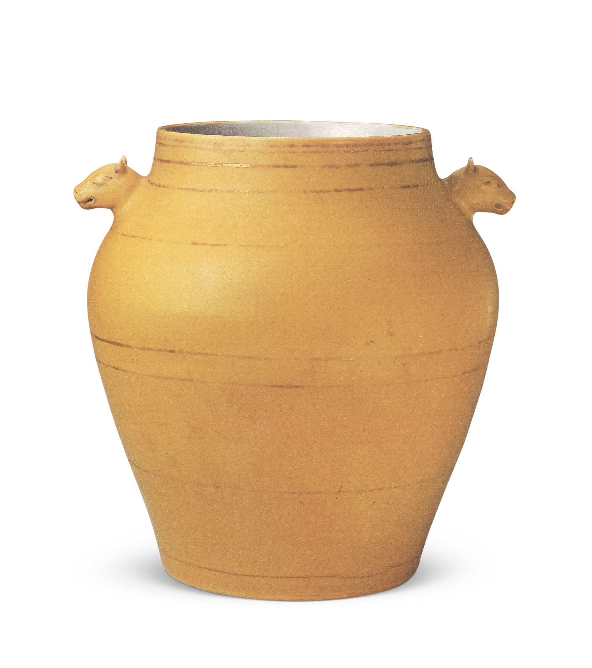 明弘治 娇黄釉牺耳罐