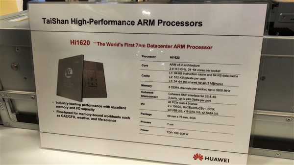 7nm ARM 64核！华为Hi1620高性能CPU公开：3.0GHz
