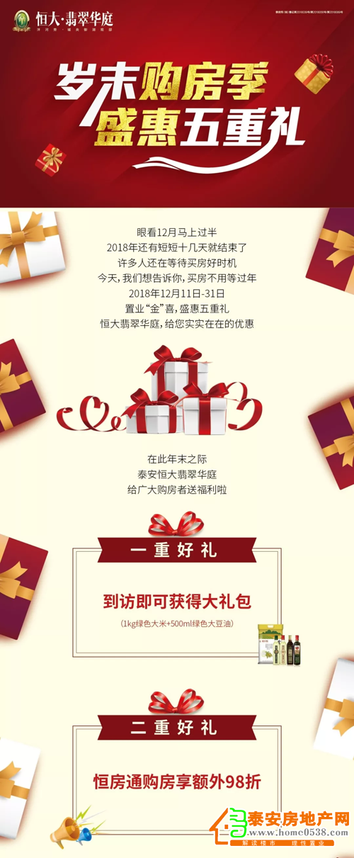 泰安恒大翡翠华庭:年终惊喜 | 岁末购房季 盛惠