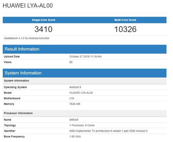 疑似骁龙855 GeekBench跑分曝光:单核心仅超麒麟980 5%