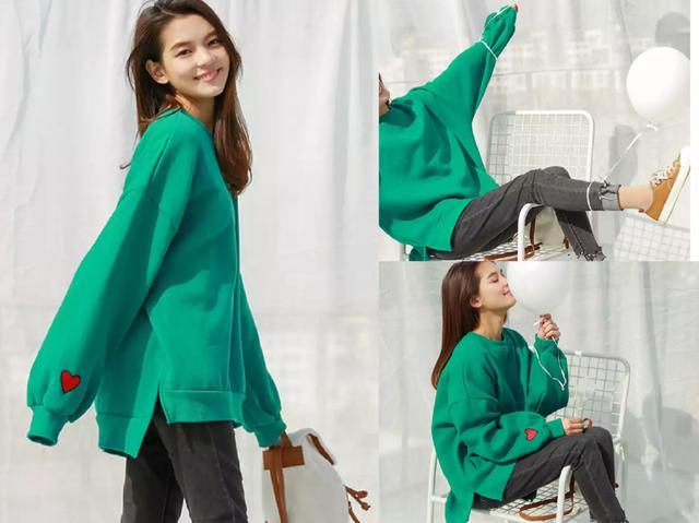 墨绿色的卫衣配裤子,搭配对了就很美!_凤凰时