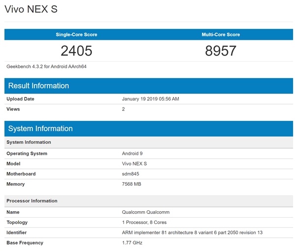 三星Exynos 9820现身跑分网站：多核成绩甚至不及骁龙845