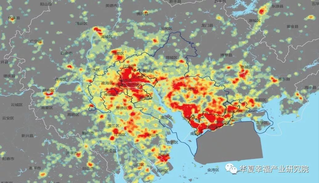 高德,华夏幸福产业研究院      广州都市圈,深圳都市圈人口热力图