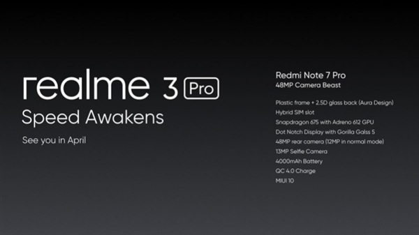 对标红米Note 7 Pro Realme 3 Pro宣布：4800万镜头加持