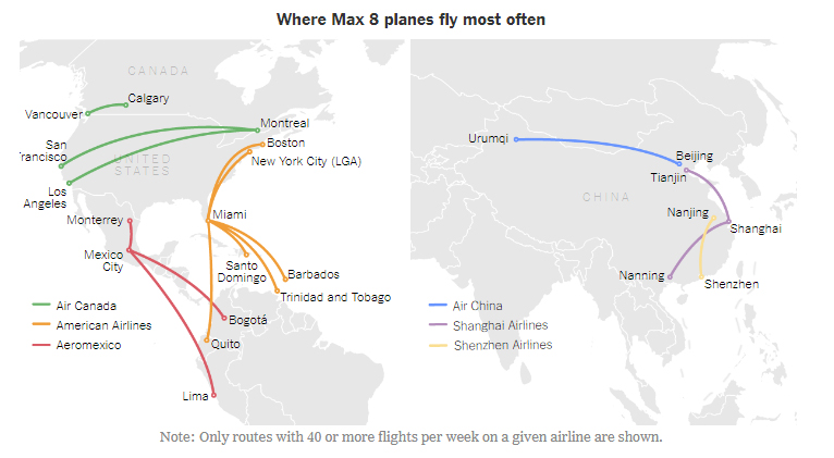 737MAX全球停飞地图：19家航空公司已向波音提出赔偿