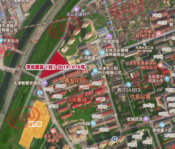 该宗地位于北辰区富彩道与引河里北道交口东北侧,其四至为:东至引河北