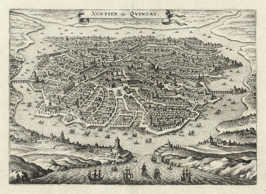 1638年杭州城市地图铜版画