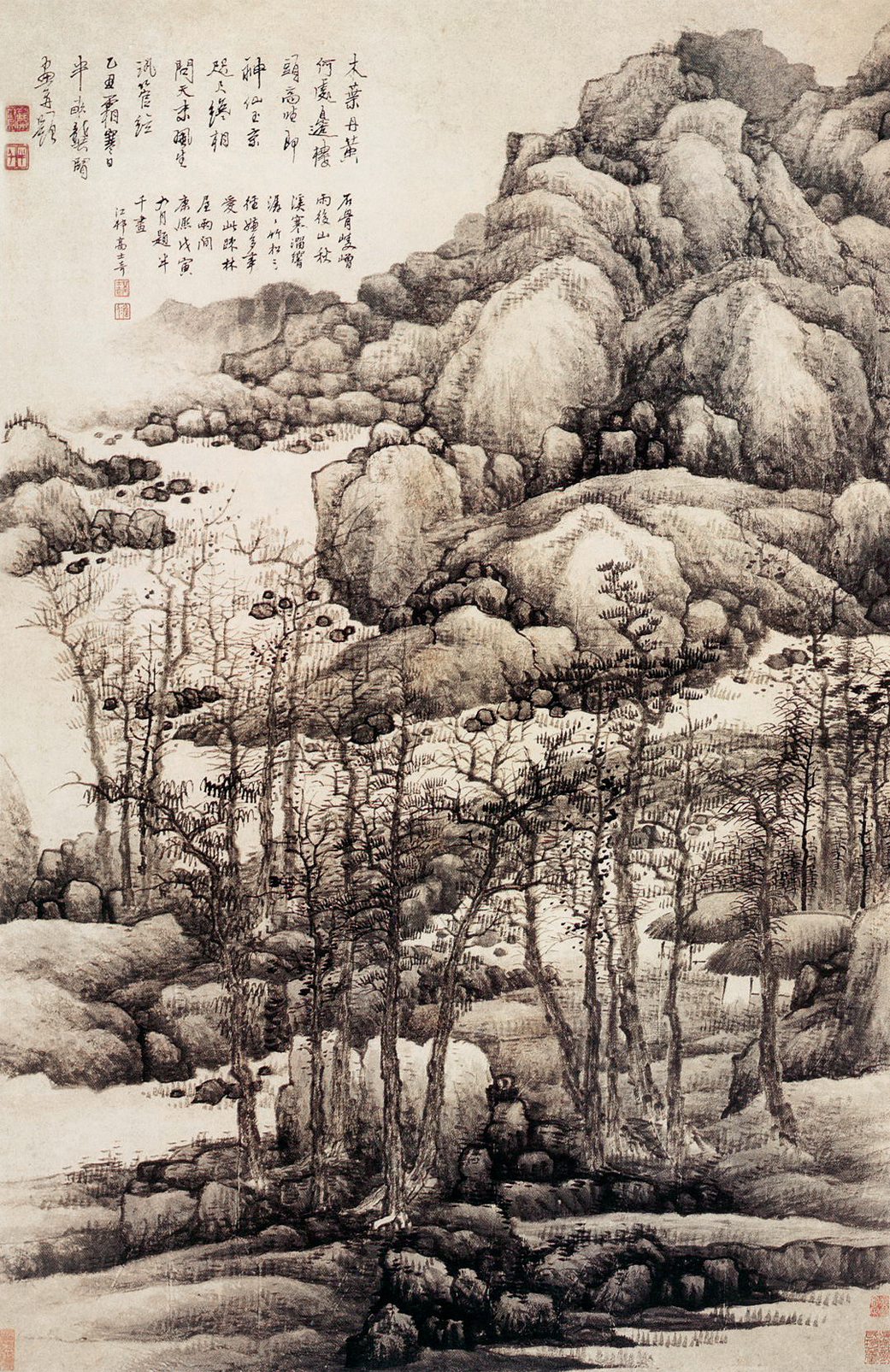 清 龚贤 木叶丹黄图 64.8cm5×99.5cm 1685 上海博物馆藏